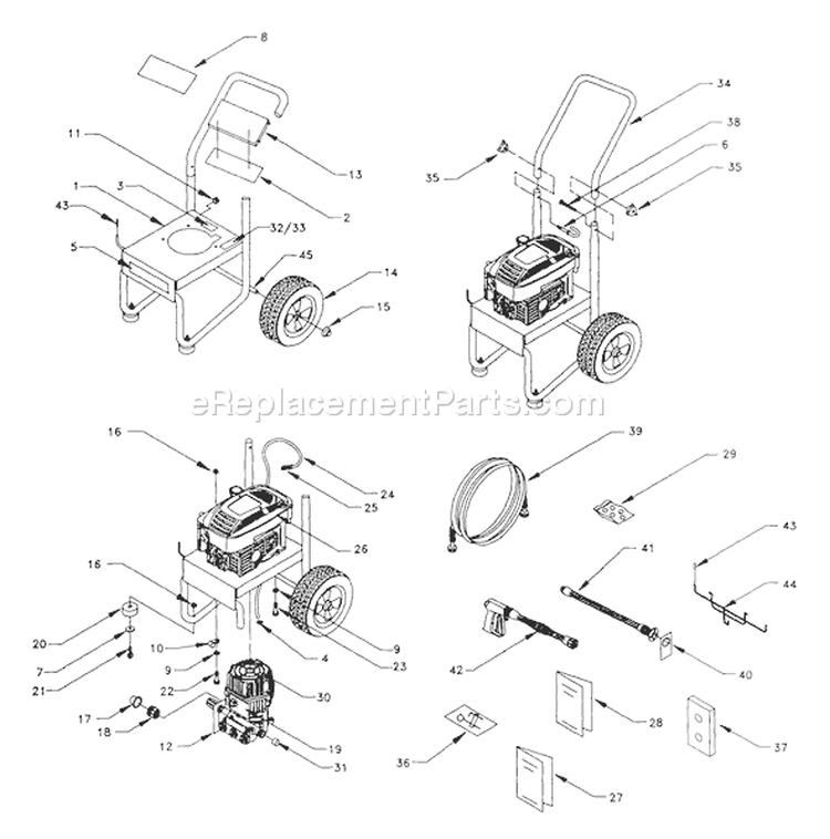 Page A Diagram and Parts List for 1040-2  Briggs and Stratton Pressure Washer